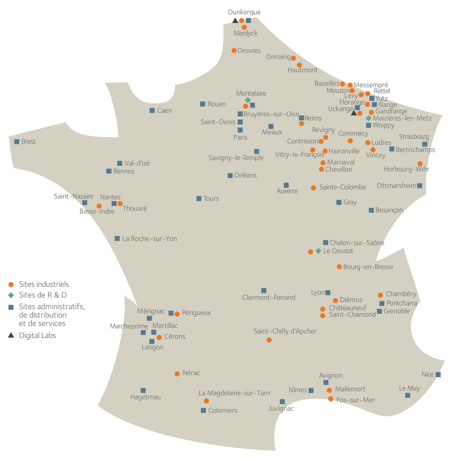 Carte des sites en France